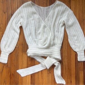 Sezane white mohair wrap over top, size S.